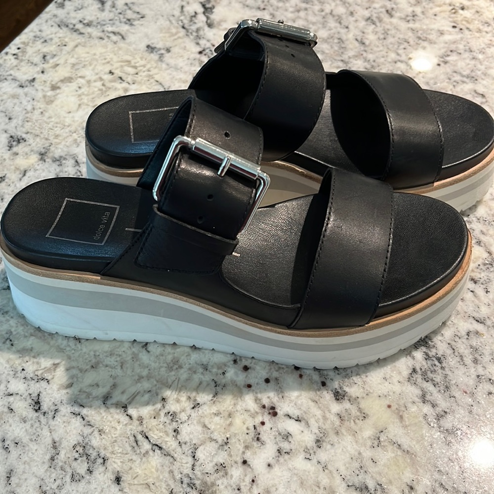 Dolce Vita black leather platform sandals